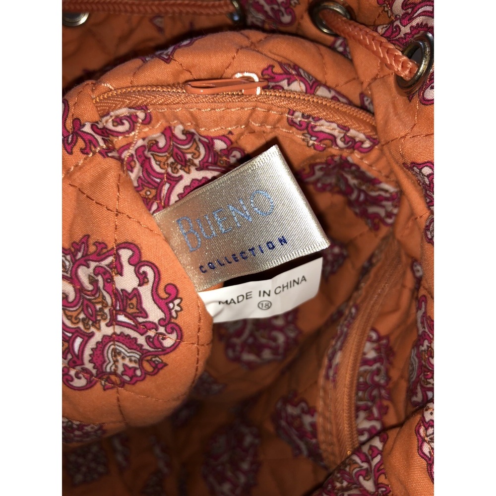 Bueno Collection Purse Backpack Orange drawstring Quilted Nice! - Picture 2 of 8